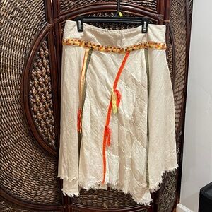 Free People Beige A-Line Skirt with Colorful Trim